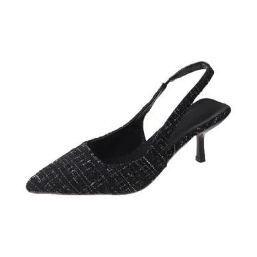 Imagem de Sandálias De Salto Alto Com Bico Fino Para Mulheres Designer Slingback