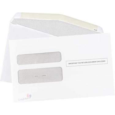 Imagem de 500 envelopes W2, projetados para formulários de laser W2 impressos, use QuickBooks e outros softwares fiscais (selo gomado - caixa de envelopes de segurança de janela dupla com 500