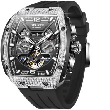 Imagem de OLEVS GELATU Relógio masculino automático Tonneau relógio esqueleto mecânico 50 m à prova d'água cristal safira quadrado masculino relógios branco/preto/ouro rosa, Relógios mecânicos masculinos 2