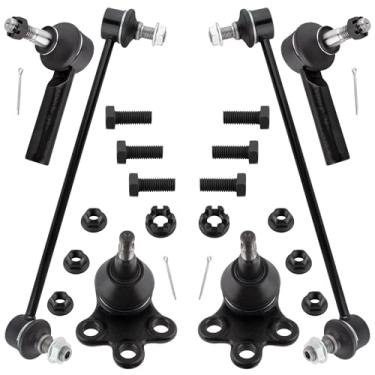 Imagem de YMAUGP Kit de suspensão de 6 peças, 2 elos de extremidade da barra oscilante dianteira, 2 extremidades de haste de direção externa, 2 juntas esféricas inferiores para Chevrolet Equinox para Pontiac