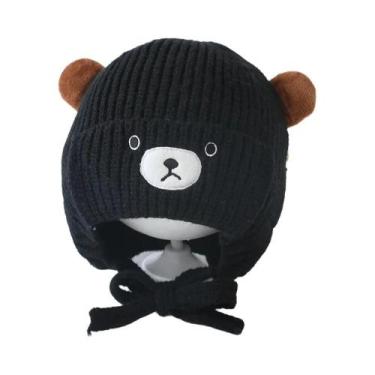 Imagem de Gorro De Urso Tricotado Para Meninas E Meninos, Quente E À Prova De Ve