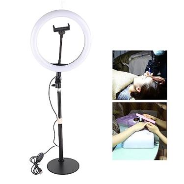 Imagem de Cryfokt Anel de Luz LED Luz de Preenchimento Suave de Alto Brilho para Tatuagem de Salão de Beleza Com Transmissão Ao Vivo, Cor Preta 3200K-5600K, Conta de Lâmpada LED 120pcs, Potência de 8w para