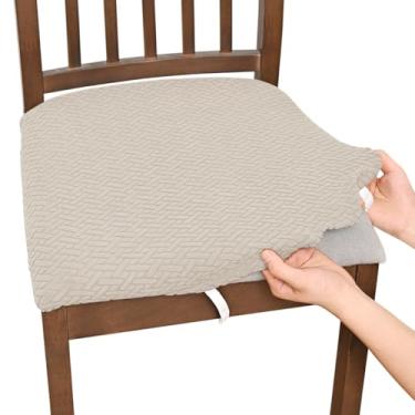 Imagem de Capas de assento para cadeira de sala de jantar, capas de cadeira de cozinha para cadeiras de jantar, escritório, decoração de casa (bege)