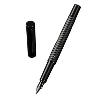 Imagem de AMSOH Caneta-tinteiro de metal azul/vermelha/preta, qualidade de luxo, estudante, financeiro, material escolar, material de escritório, canetas, artigos de papelaria (Mar Negro, Médio)