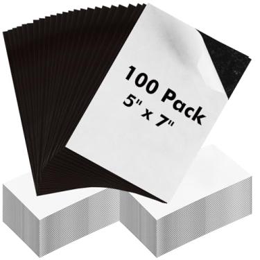 Imagem de GcFoir Folhas magnéticas com suporte adesivo 12 x 18 cm, 100 pacotes de tiras magnéticas flexíveis, folhas magnéticas adesivas de 20 mm para armazenamento de matrizes/fotos/escola/casa/escritório