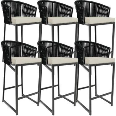 Imagem de Kit 06 Banqueta Para Área Gourmet Cozinha Varanda Corda Náutica Sunset