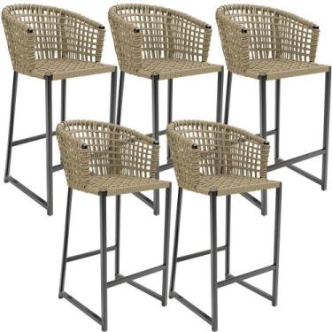 Imagem de Kit 05 Banqueta Para Área Gourmet Cozinha Varanda Corda Náutica Porto 