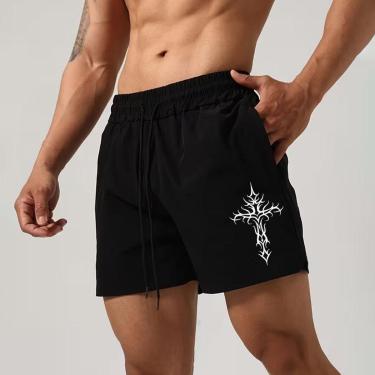 Imagem de Short Tactel Masculina Leve Mauricinho Treino Fitness Gym Cruz Dark Punk Y2k-Masculino