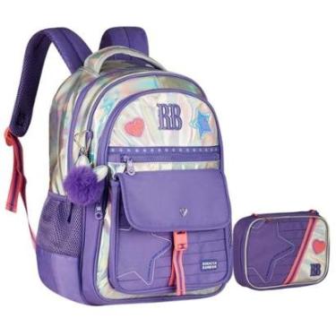 Imagem de Kit Mochila e Estojo Holográfico RB Original-Feminino