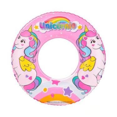 Imagem de Boia Unicornio de Cintura Inflável 50cm Circular Cor:Rosa - DM BRASIL,