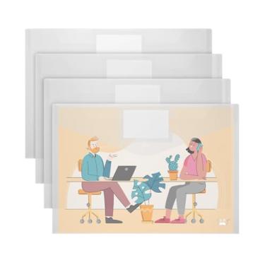 Imagem de Mr. Pen - Envelopes de plástico transparente, pacote com 4, tamanho A4, tamanho carta, envelopes de plástico com fecho de pressão, envelopes de poliéster, pastas de plástico transparente, porta-documentos de plástico, envelopes transparentes.