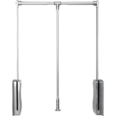 Imagem de Elevador de guarda-roupa ajustável para serviço pesado - varão de pendurar para baixo, suporte de roupas de retorno macio, organizador de roupas versátil para armários, solução de largura ajustável