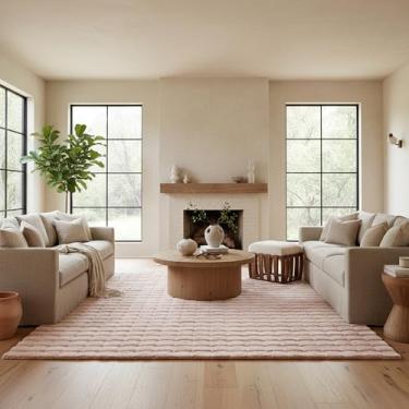 Imagem de nuLOOM Tapete de área lavável na máquina de coelho sintético sólido Jeni, 1,5 m x 2,4 m, blush