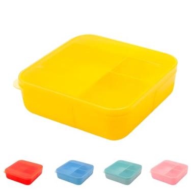 Imagem de Pote Marmita Miami DUP 700ml 3 Divisórias Tampa Hermética Micro-Ondas Lava-Louças Freezer Bpa Free (Amarelo)