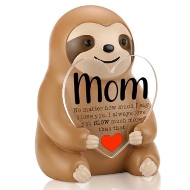 Imagem de Presente de mãe preguiça da filha filho, estatueta fofa I Love You SLOW Much para mãe, estátua de decoração de mesa de agradecimento para mulheres, mãe, aniversário, Natal, Dia das Mães, presente de