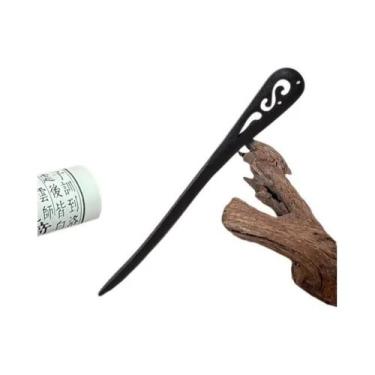 Imagem de Grampo De Cabelo Preto De Madeira Feminino Acessórios De Cabelo Fashio