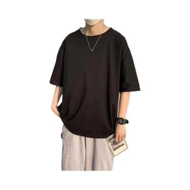 Imagem de Camisetas Masculinas Oversized De Poliéster Básicas Casuais De Manga C