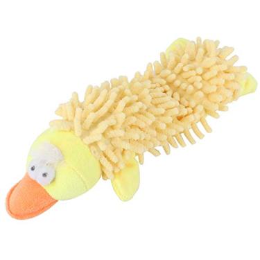 Imagem de Dpofirs Brinquedo de Pelúcia para Cachorro Pequeno, Dispositivo de Som Fofo para Dentes Molares, Brincando para Gato de Estimação, Cor Marrom, 11x3,9x2 Polegadas (Pato Amarelo)