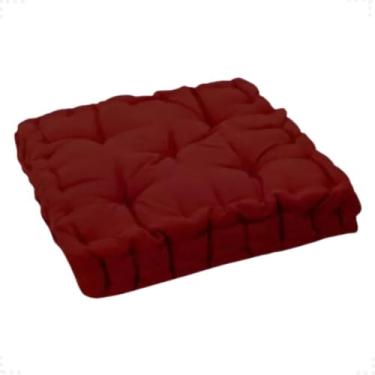 Imagem de Almofada Futon Turca Espaçosa 40x40x10 Macia e Alta Com Enchimento Algodão e Poliéster Tipo Oxford(Vinho)