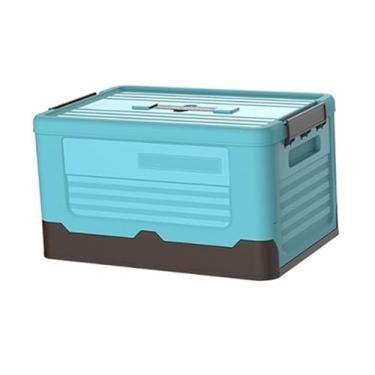 Imagem de Caixa de armazenamento de acampamento dobrável, caixa de plástico empilhável dobrável com tampa, organizador utilitário multiuso para acampamento ao ar livre, cozinha, porta-malas, organização(Large)