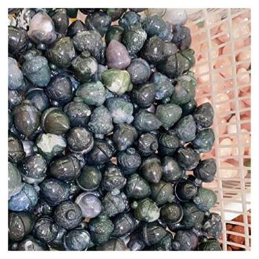 Imagem de Cristal natural áspero pedras rosas naturais pequenas pinhas estátua de nozes cristal esculpido à mão pedras Reiki decoração sorte (cor: Ágata musgo)