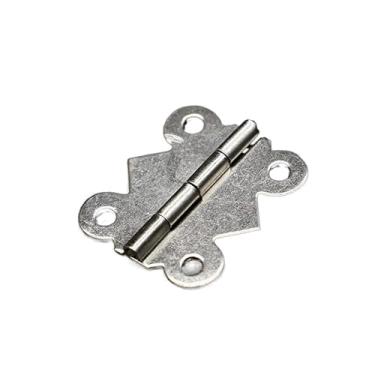 Imagem de 10 mini dobradiças de porta 20 mm x 17 mm bronze armário gaveta caixa de joias decoração dobradiça para móveis (prata)
