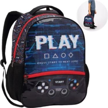 Imagem de Mochila De Costas Escolar Juvenil Video Game Play Start Level Plastati
