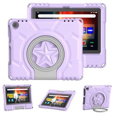 Imagem de Lainergie Capa infantil para tablet iPad de 8 polegadas, incompatível com TCL, capa à prova de choque à prova de crianças com suporte, roxo claro