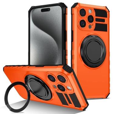 Imagem de HUHUCASE Capa para celular iPhone 17 Pro Max, suporte magnético giratório de 360°, capa protetora antiqueda (laranja, iPhone11Pro)