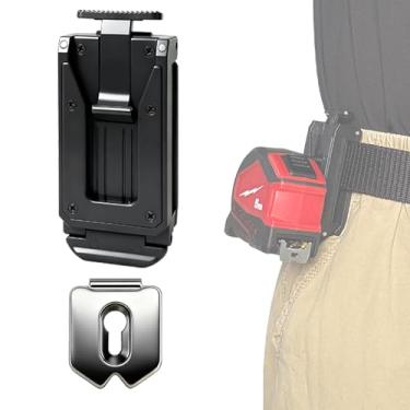 Imagem de MAGGHEVI Suporte de fita métrica, coldre de gancho para cinto de fita métrica, clipe de cinto de ferramentas, acessórios de fita adequados para broca de fita métrica (fita métrica com orifício redondo