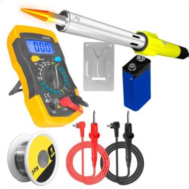 Imagem de Ferro De Solda 100W 127V Soldagem + Estanho 30g E Multímetro - Startoo