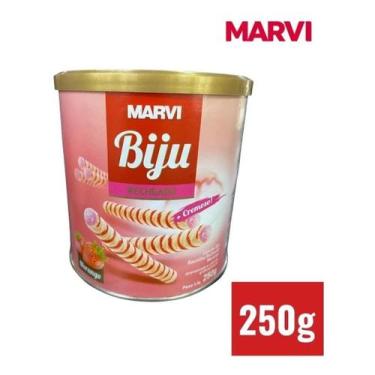 Imagem de Canudo de Biju Lata sabor Baunilha recheio Morango Sorvete Casquinha S