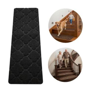 Imagem de Tapete Antiderrapante Antiquedas Escadas Pets Preto 20x76cm - Dropfort