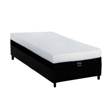 Imagem de Conjunto Box Solteiro: Colchão Molas Luckspuma Ensacadas Gold Line Elastic Zipper + Base CRC Suede Black (88x188)