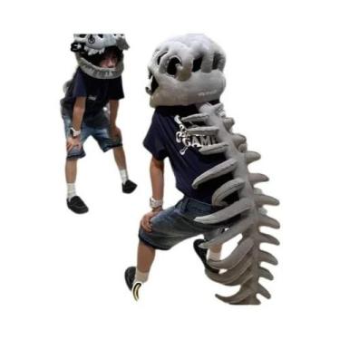 Imagem de Fantasia De Dinossauro Com Cabeça De Esqueleto, Brinquedo De Pelúcia E