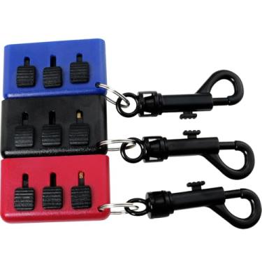 Imagem de ZCZQC 3 peças mini golfe limpador de sulcos escova clube cerdas de cobre 3 em 1 retrátil portátil multiuso ferramenta de limpeza dupla face com fivela acessório preto vermelho azul