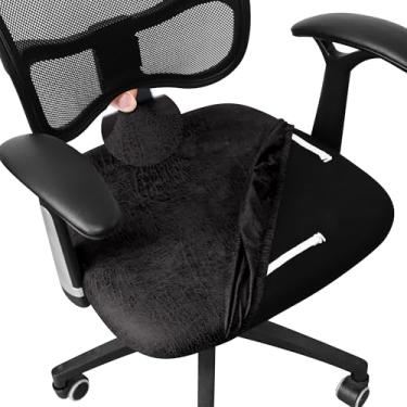 Imagem de EVOLLER Conjunto de 2 capas de assento de couro para cadeira de escritório, 50,8 cm, quadradas, elásticas para almofadas de cadeira de jantar, removíveis, laváveis