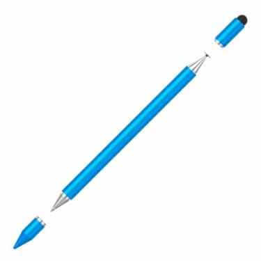 Imagem de Caneta 3 em 1 Stylus Touch Capacitiva e Esferográfica – Ponta Fina e de Borracha para Celular e Tablet – Compatível com iOS e Android - Cores Diversas (Azul)