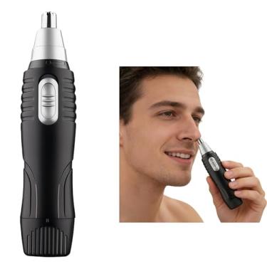 Imagem de Aparador de pelos faciais à prova d'água para homens e mulheres - Aparador multifuncional indolor com lâminas de borda dupla, alimentado por bateria e fácil de limpar em preto
