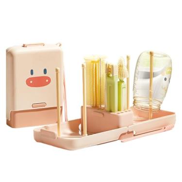 Imagem de Escova de limpeza de mamadeira, conjunto de escovas de limpeza de mamadeiras - kit de bebê com borda de copo, escorredor de secagem, chupeta, estojo organizador