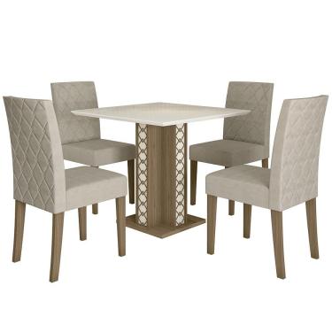 Imagem de Kit Mesa de Jantar Isis sem Vidro com 4 Cadeiras Jade