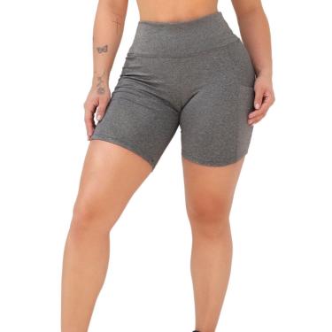 Imagem de Bermuda Suplex Feminina Academia com Bolso Lateral e Cintura Alta-Feminino