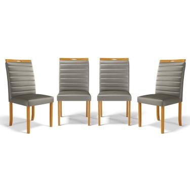 Imagem de Kit Com 4 Cadeiras Sara Madeira Maciça Estofadas Para Mesa De Jantar Veludo Chumbo 109