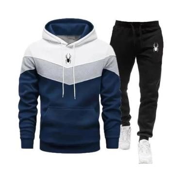 Imagem de Conjunto De Moletom Masculino Casual Tricolor Com Capuz Para Esportes 