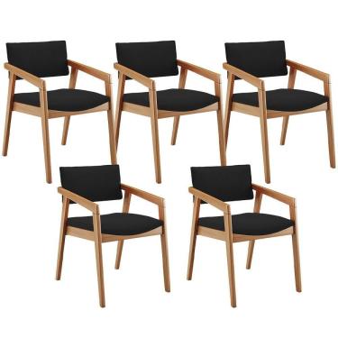 Imagem de Kit 05 Cadeiras Para Sala De Jantar Estar Living Giorgia B04 Bouclê Preto