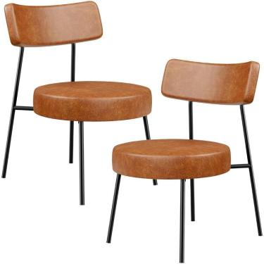 Imagem de Kit 02 Poltronas Decorativas Para Sala De Estar Base Fixa Londres L02 Couríssimo Camel - Lyam