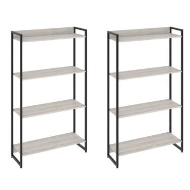 Imagem de Kit 2 Estantes Escritório 4 Prateleiras 145x80cm Snow