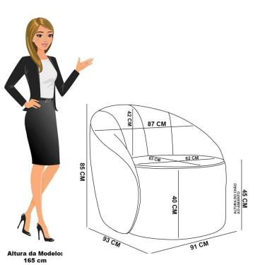 Imagem de Poltrona Sala Orgânica Kit 2 Lua Giratória Sintético Pu Preto/bouclê D03 - D'rossi Cor Terra