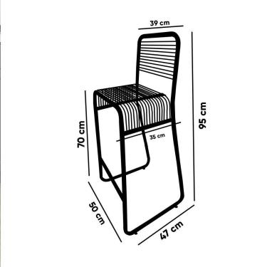 Imagem de Banqueta Cozinha Alta Kit 2 Base Industrial Aramada Taynah Preto K01 - D'rossi