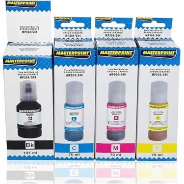Imagem de Kit 4 Tintas Masterprint Cores Vivas 337mL Compatível com EPSON 544 504 (L3150 L3250 L4260 L5190 L1250 e Mais) Preto 127ml + 3 Cores 70ml Qualidade Fotográfica